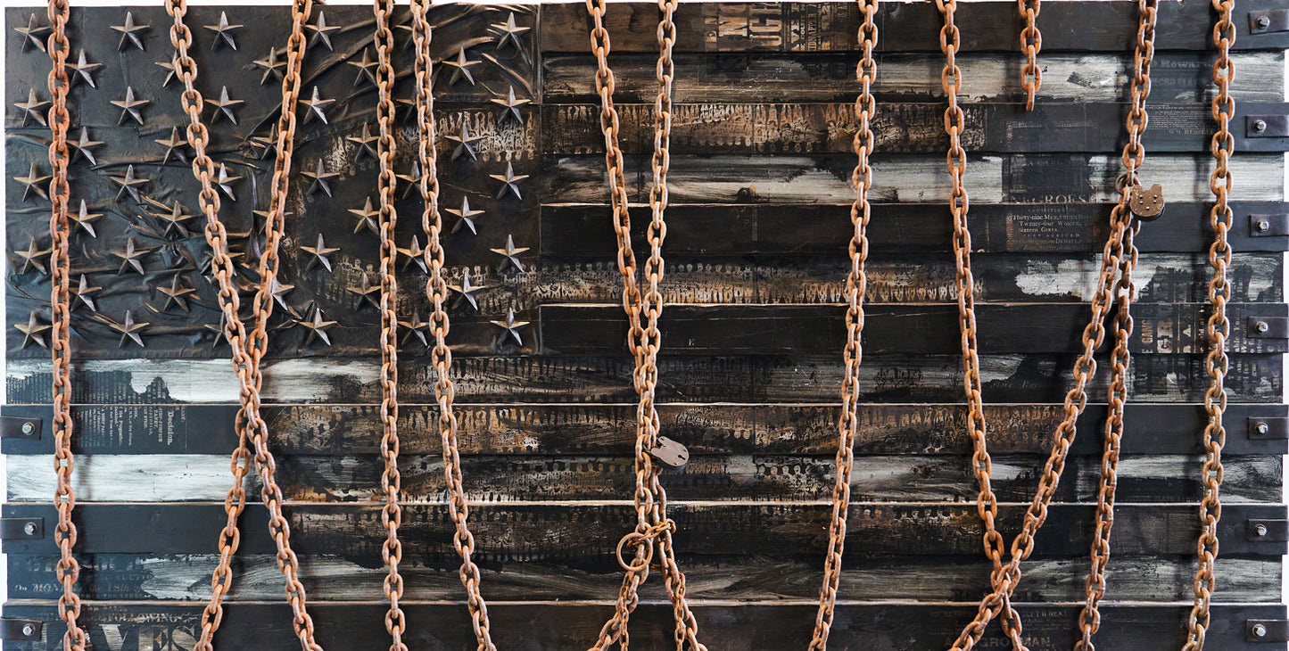 The United States of WE BUILT THIS Sh*t for FREE AmericanFlagRemix Limited Edition Aluminum Print